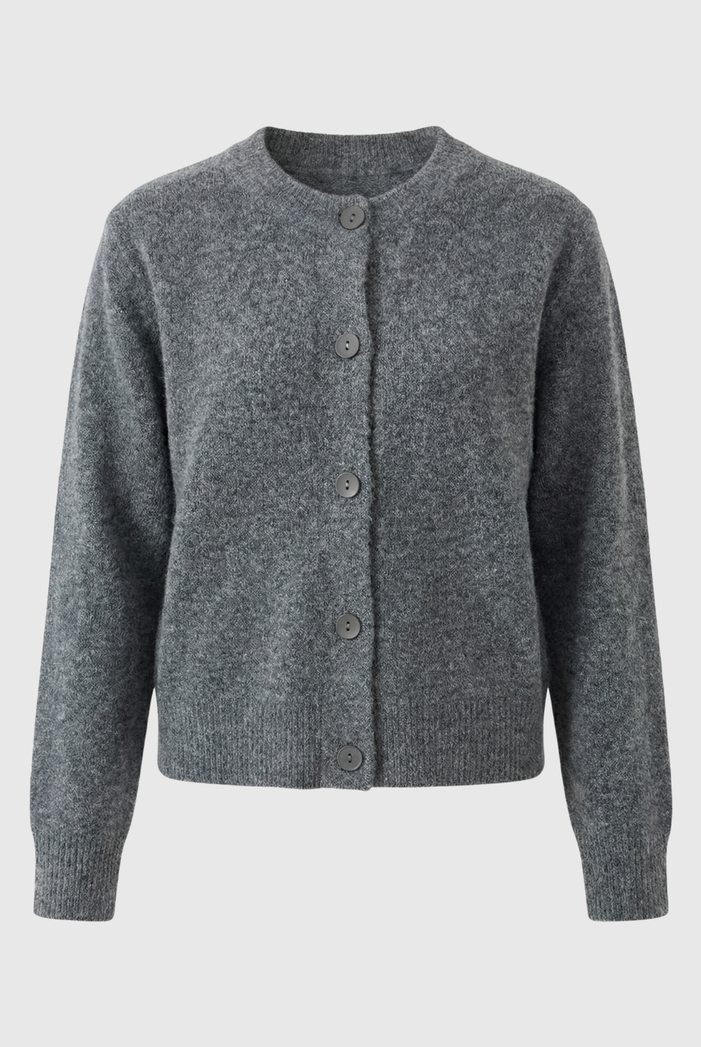 Gray long cardigan sweater from Lumina Wear featuring a cozy, relaxed fit, perfect for casual and layered winter outfits.
