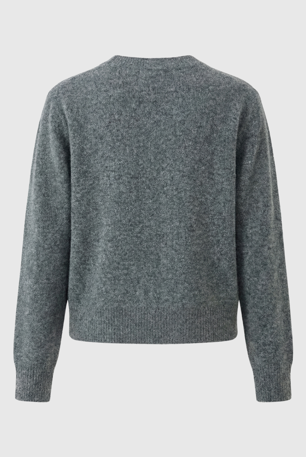 Gray long cardigan sweater from Lumina Wear, relaxed fit, cozy style, perfect for layering and casual wear.