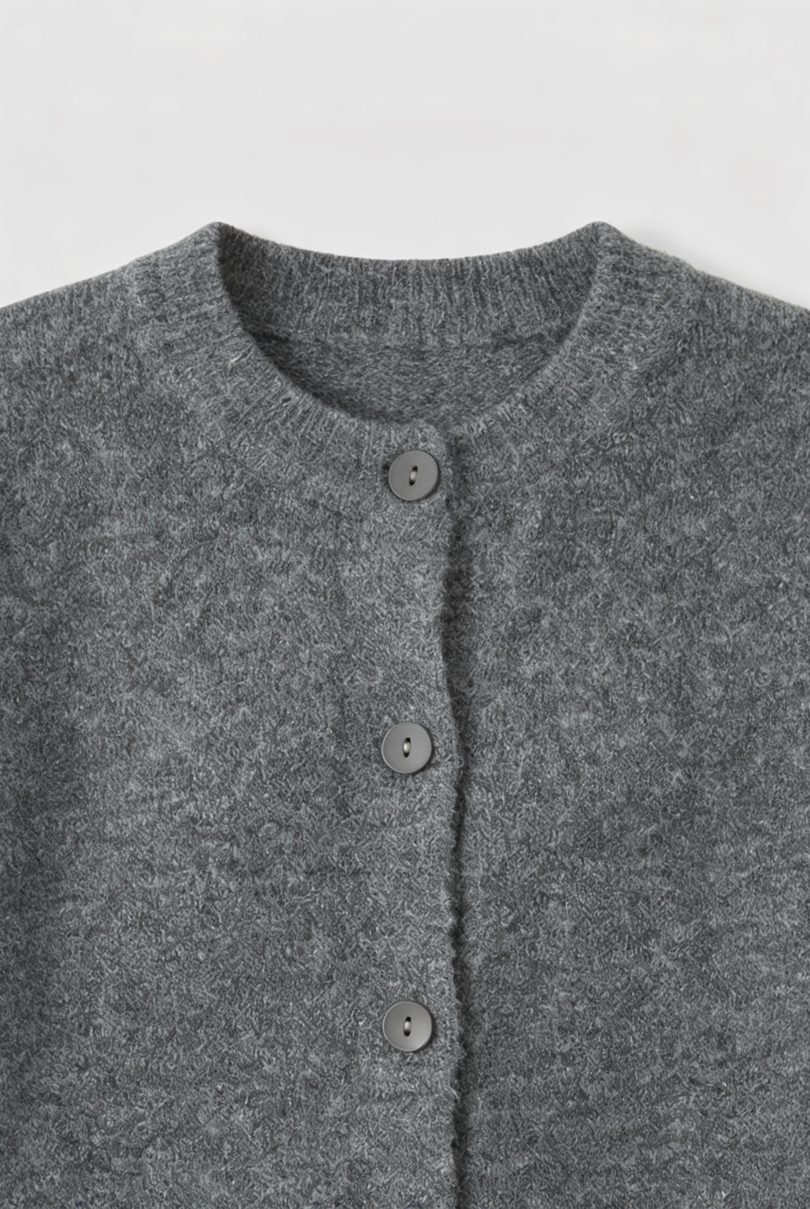 Gray long cardigan sweater from Lumina Wear featuring a relaxed fit, cozy knit, and comfortable style.