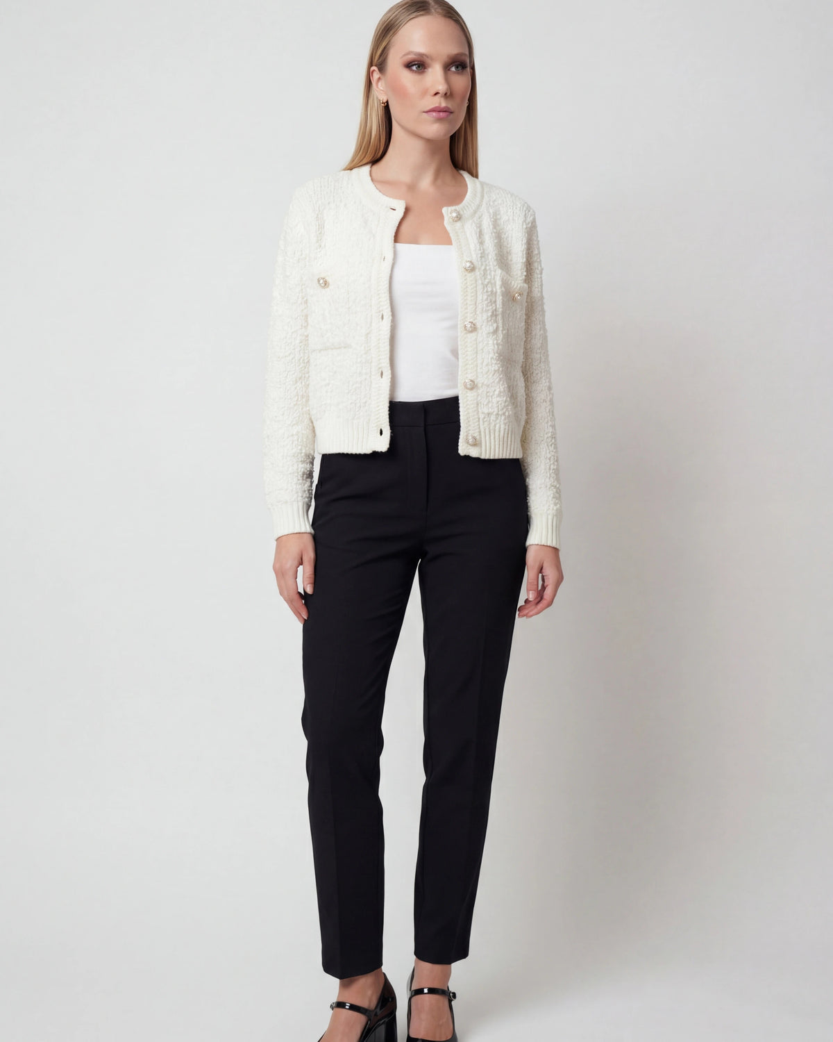 Lumina Wear Isabella cozy open-front cardigan with ribbed details, soft knit sweater perfect for layered fall outfits.