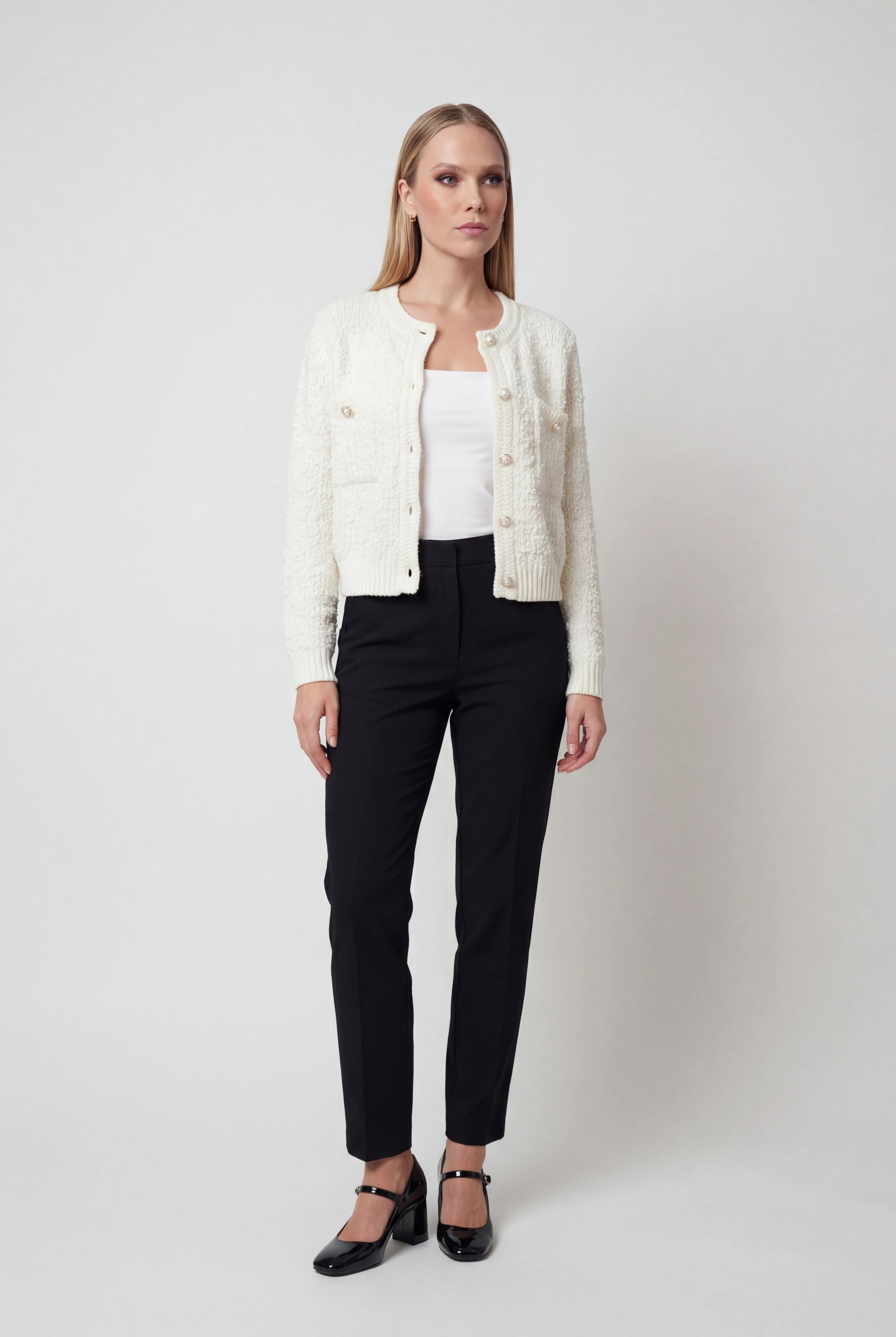 Lumina Wear Isabella cozy open-front cardigan with ribbed details, soft knit sweater for comfortable style.
