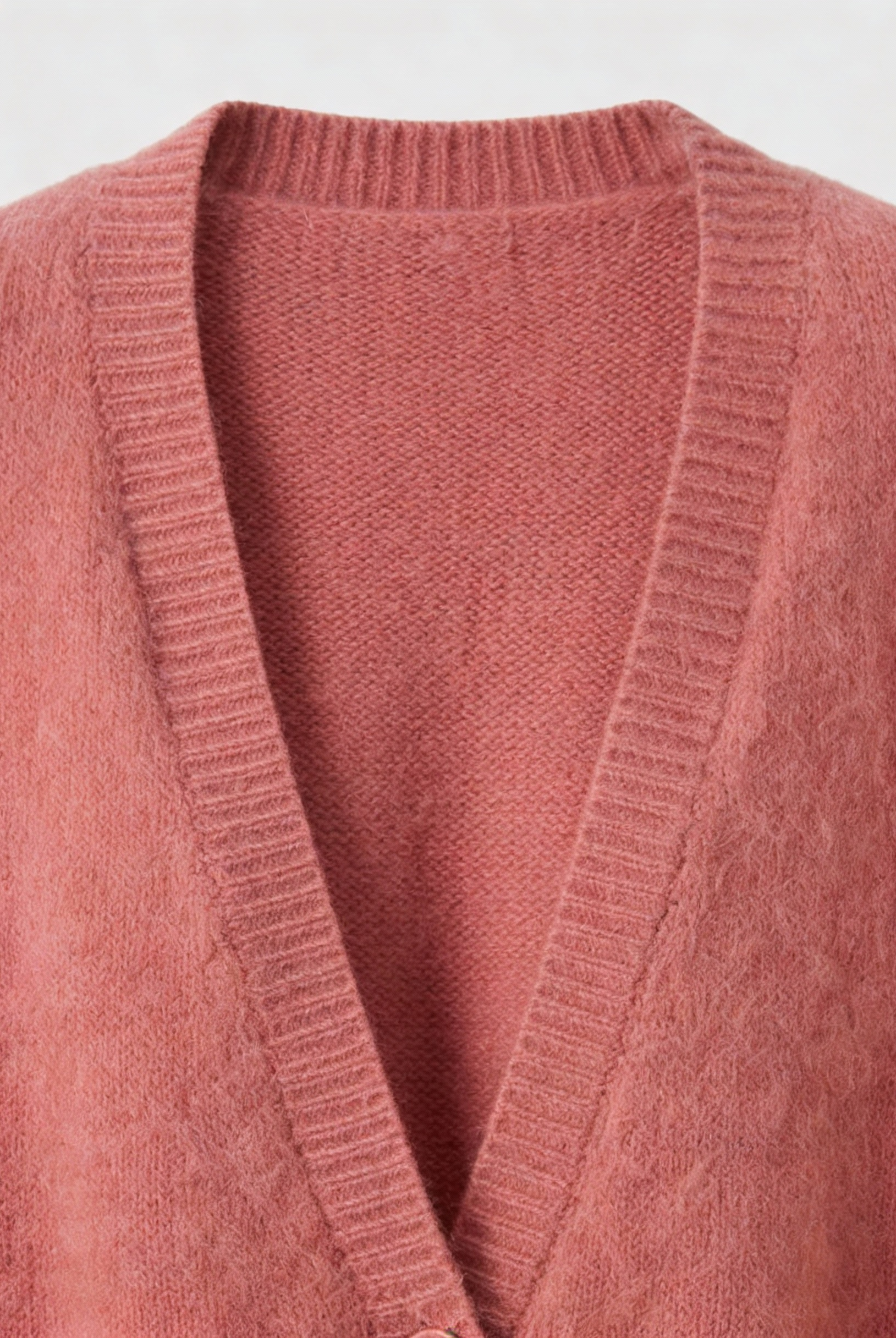Pink knit cardigan sweater by Lumina Wear featuring a cozy, relaxed fit, perfect for casual and comfortable layered look.