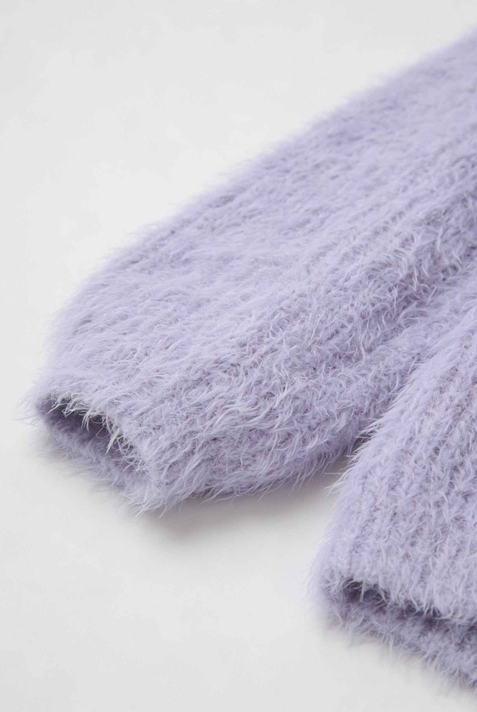 Isabella Lumina purple knit cardigan with ribbed details, cozy sweater with long sleeves and front button closure.