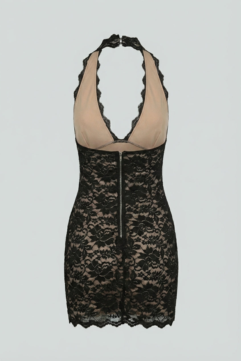 Black backless mini dress by Lumina Wear, featuring a versatile cut and elegant design, perfect for stylish women's dresses.