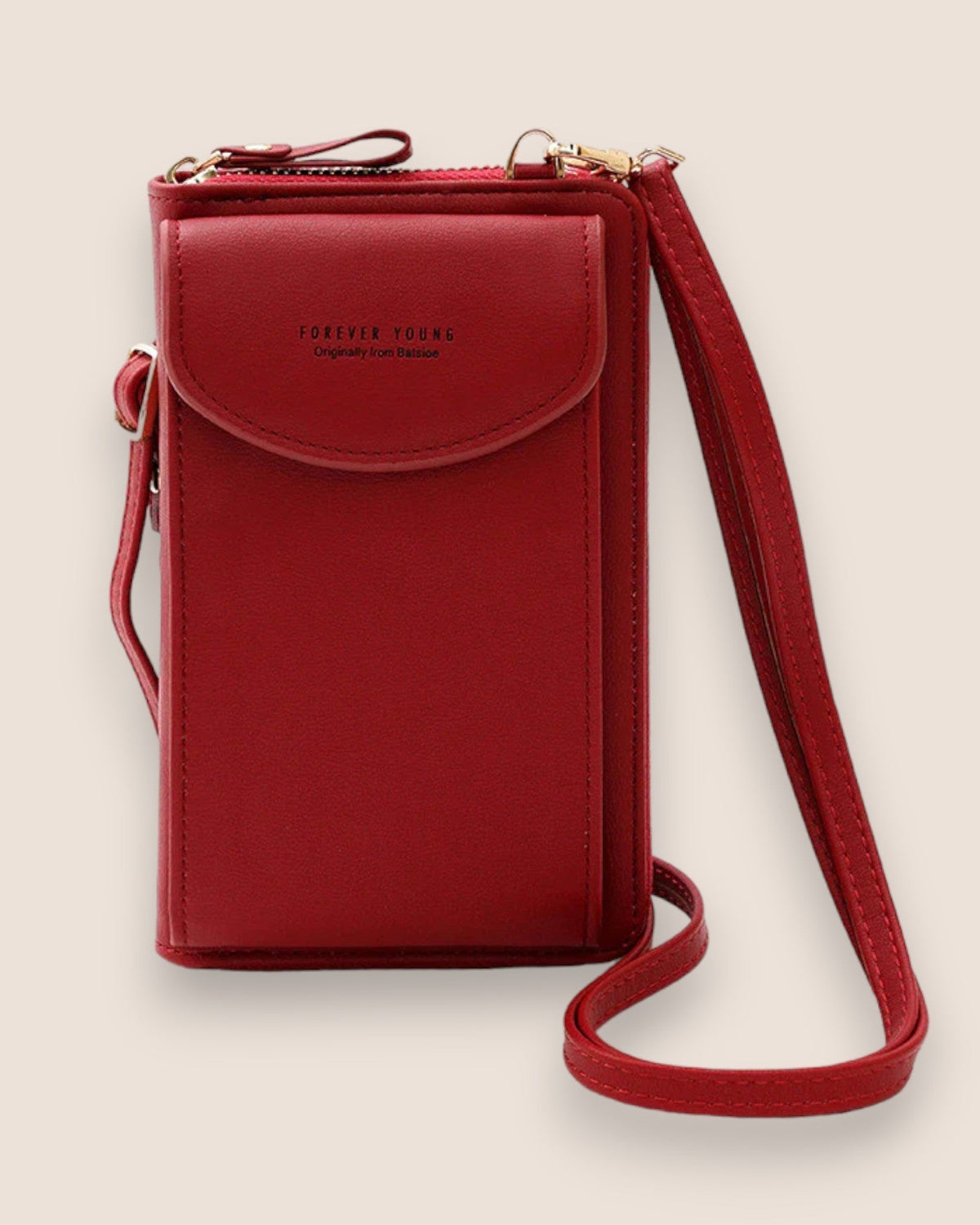 Elegant black leather clutch bag by Lumina Wear with versatile strap, showcasing its sleek design and compact style.