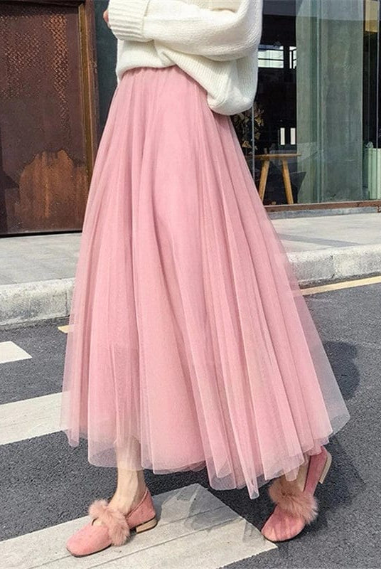 Elegant black tulle skirt for women by Lumina Wear, featuring a flattering fit and stylish design.
