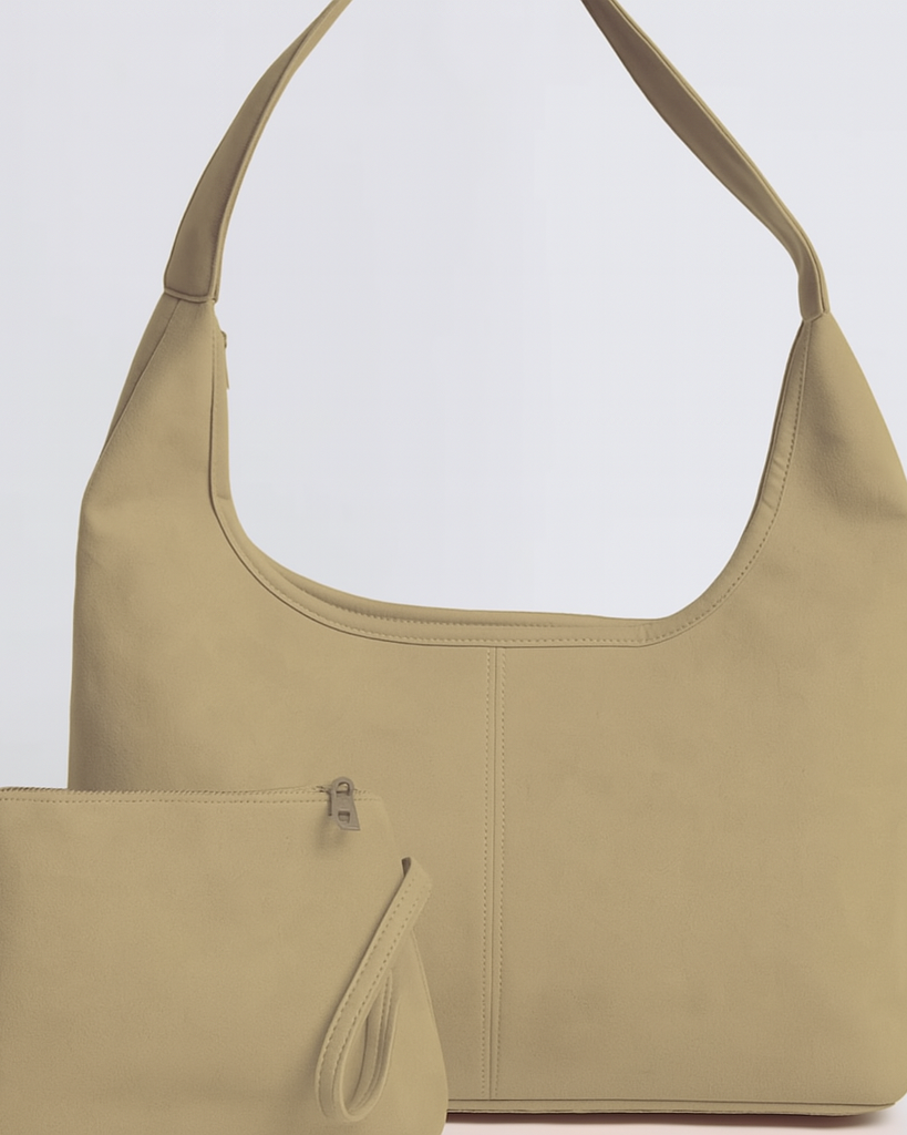 Elegant black vegan suede tote bag by Lumina Wear with spacious interior and sleek design, perfect for everyday use.