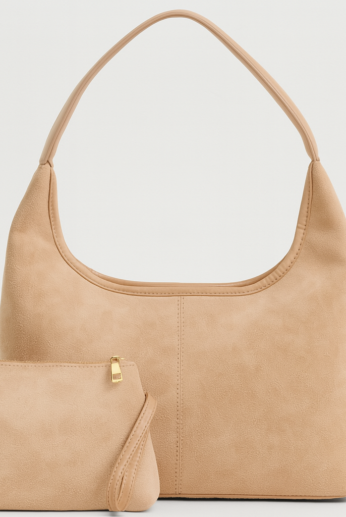 Elegant black vegan suede tote bag by Lumina Wear featuring a spacious design and sturdy handles for versatile use.