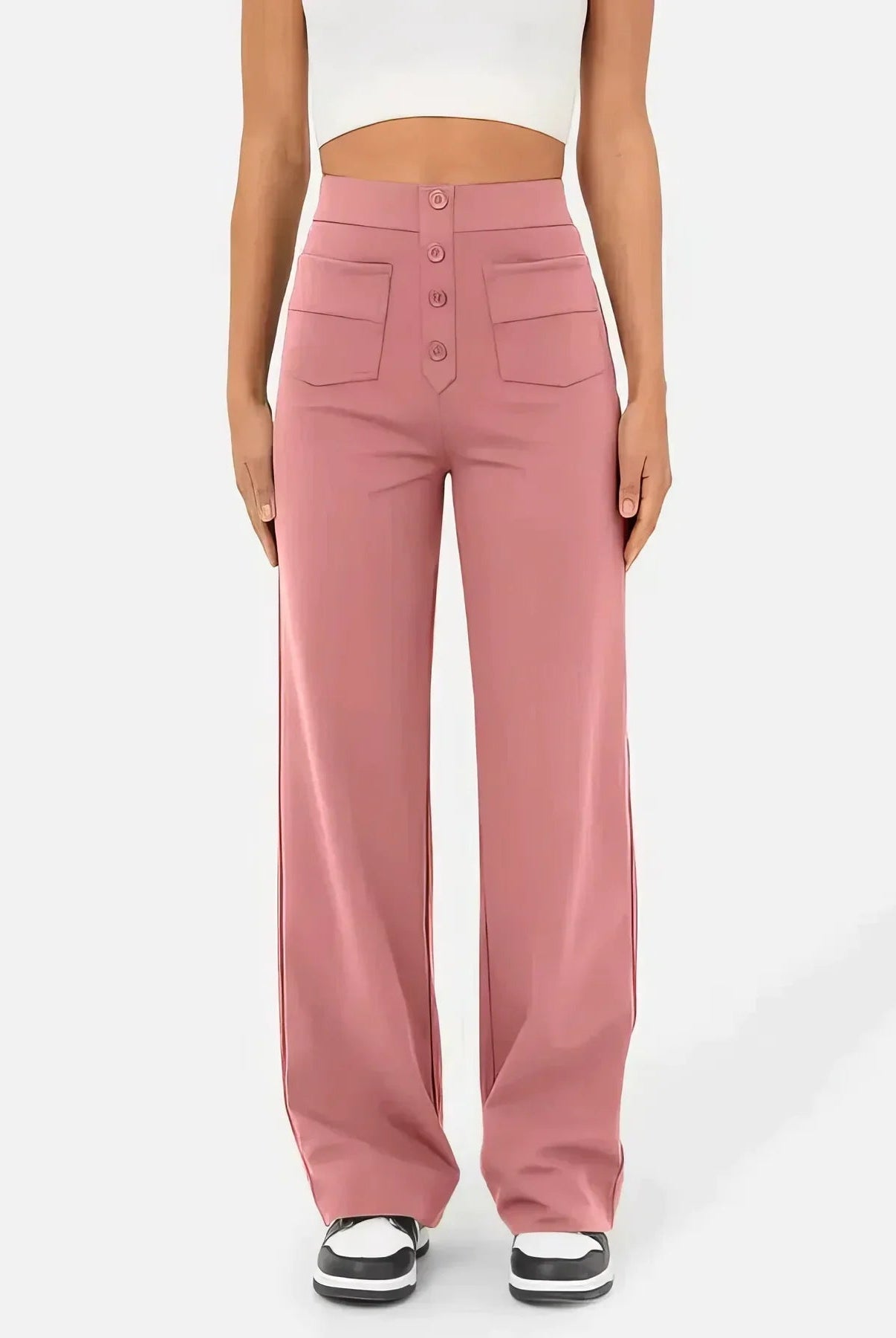 Lumina Wear Isabella high-waisted women's trousers in green with a flattering fit, stylish and elegant for everyday wear.