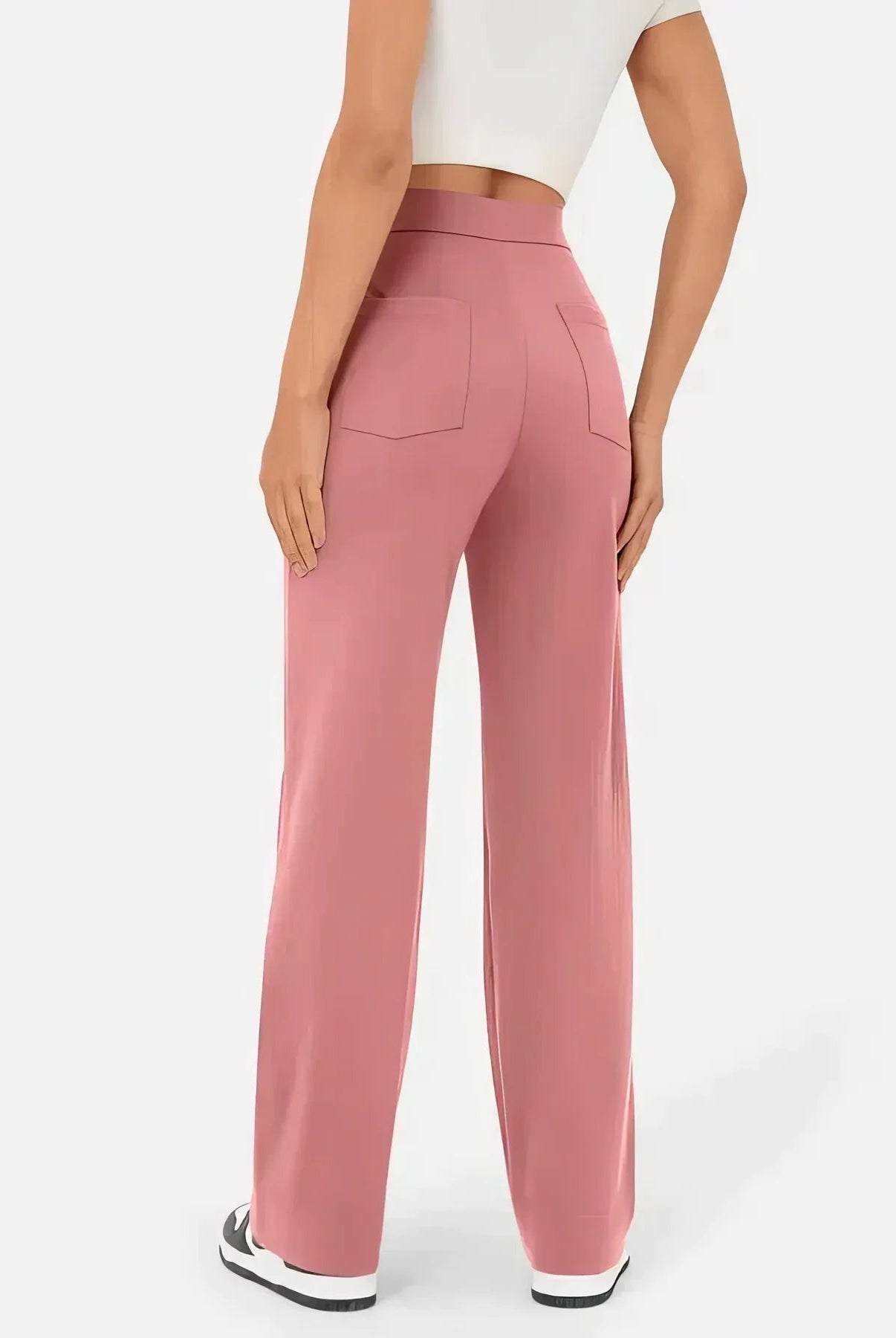Elegant green women's high-waisted trousers by Lumina Wear featuring a flattering fit, perfect for stylish office or casual wear.
