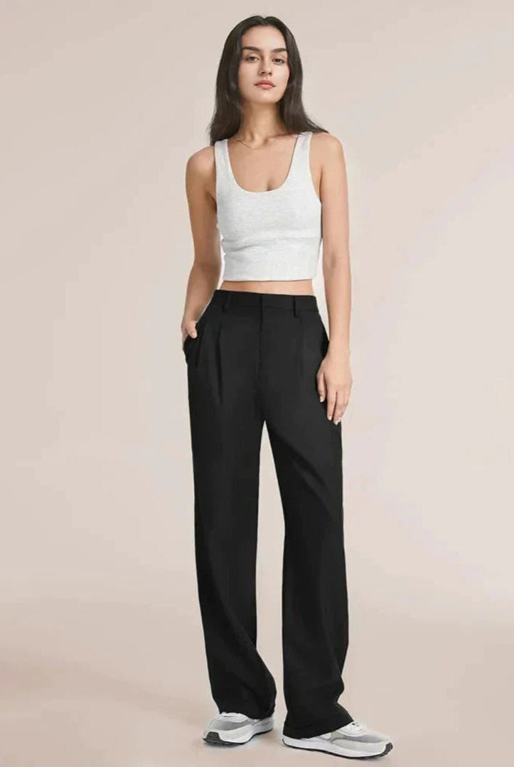 Blue Isabella high-waisted wide-leg women's trousers by Lumina Wear, elegant and stylish for modern fashion.