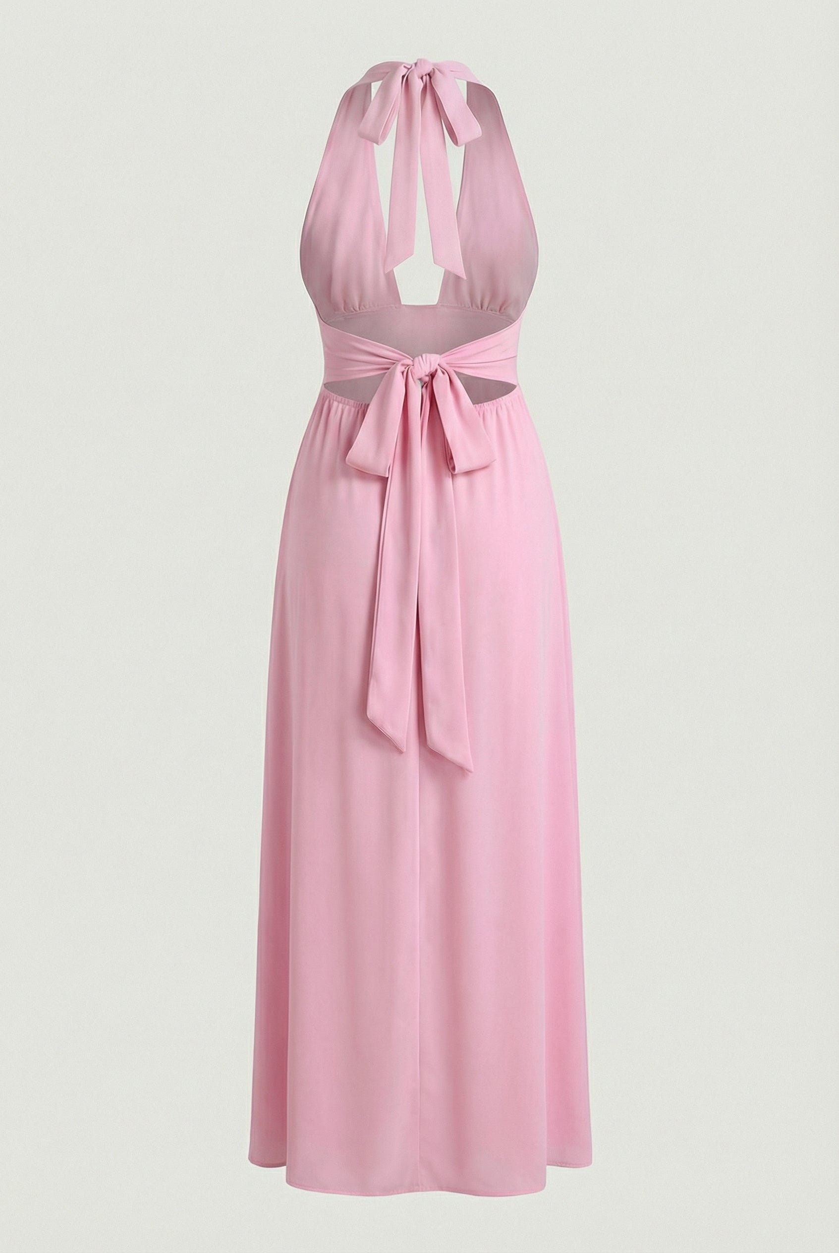 Elegant pink women’s dress by Lumina Wear featuring a versatile cut, perfect for stylish occasions.