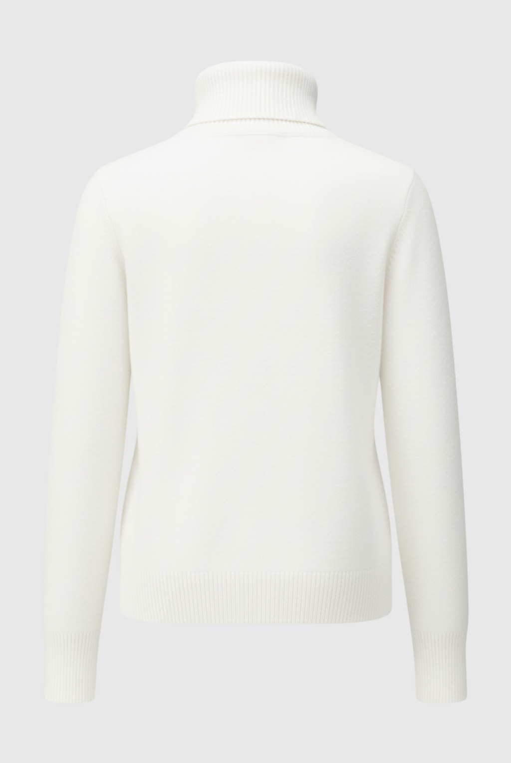 White slim fit turtleneck sweater by Lumina Wear, featuring a sleek and elegant design perfect for stylish outfits.