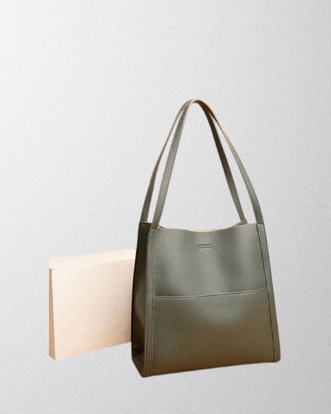 Brown Isabella structured leather shoulder handbag by Lumina Wear, featuring a spacious design and elegant craftsmanship.