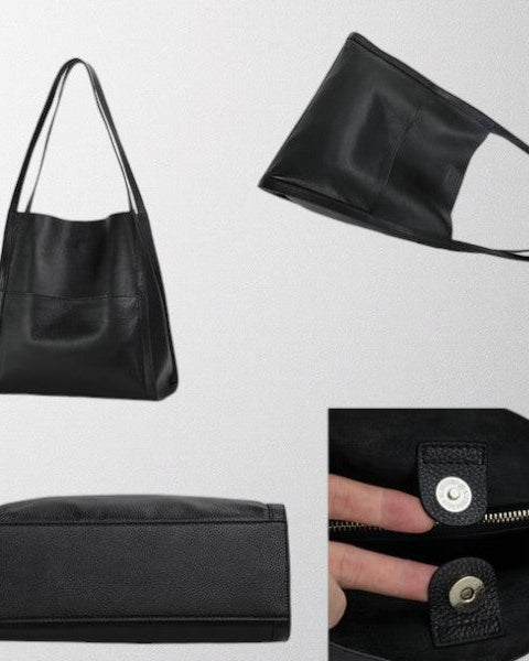 Brown Isabella leather shoulder handbag by Lumina Wear with a structured design and spacious interior.