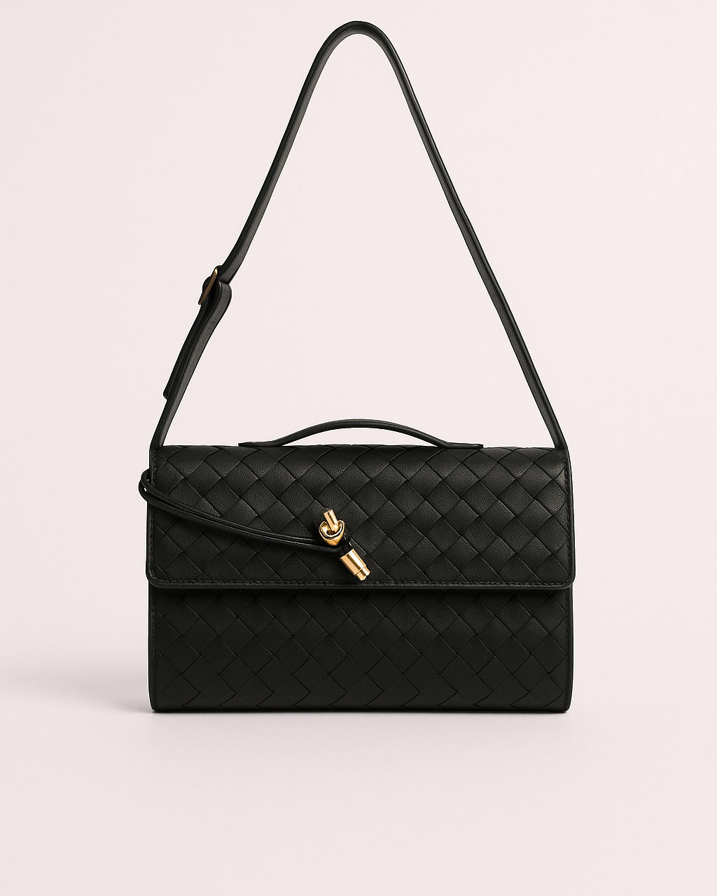 Elegant woven brown handbag with adjustable strap by Lumina Wear, featuring a stylish, textured design and versatile carry options.