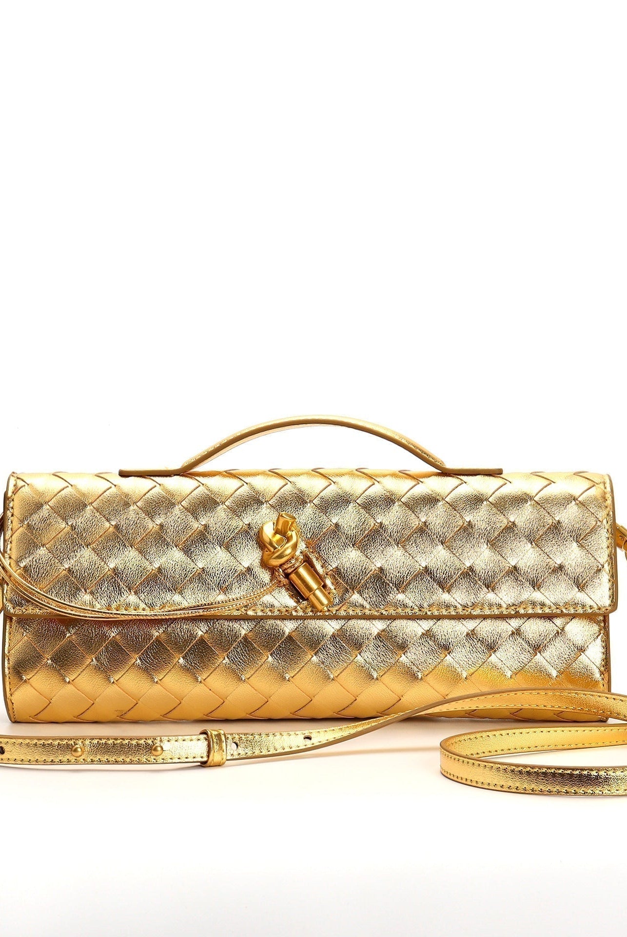 Elegant woven brown handbag by Lumina Wear with adjustable strap, showcasing the stylish design and craftsmanship.