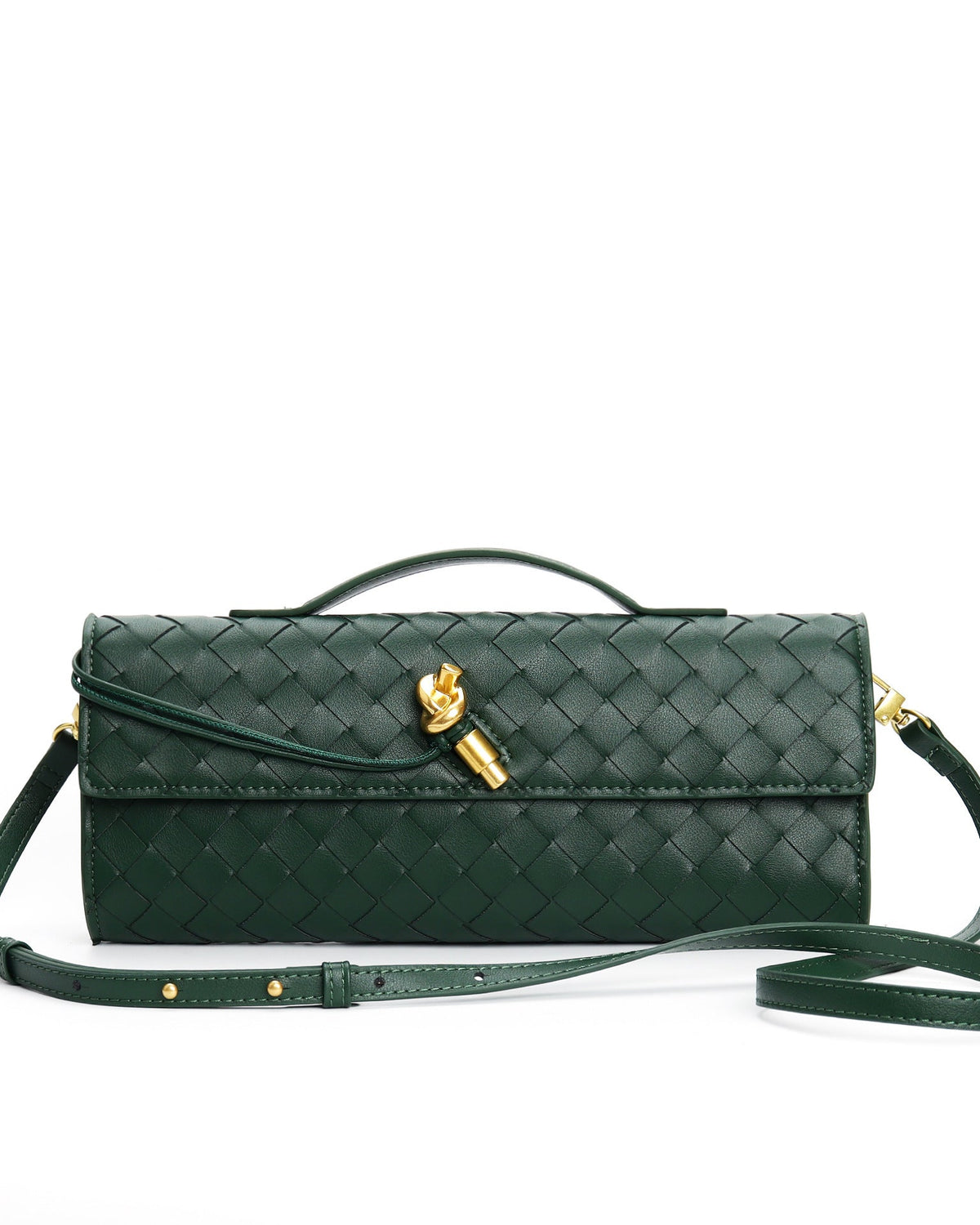 Elegant woven brown handbag with adjustable strap by Lumina Wear, featuring a stylish design and versatile carry options.