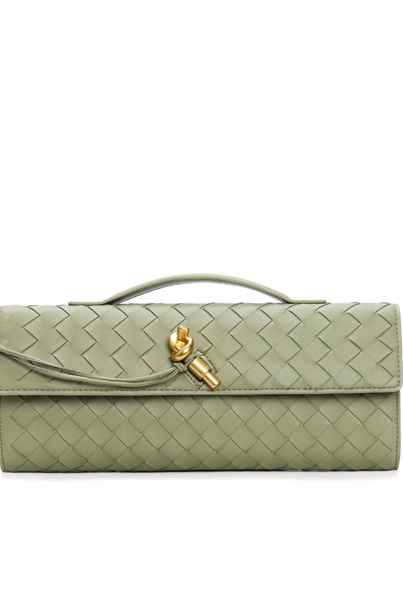 Elegant woven brown Lumina handbag with adjustable strap, featuring a stylish design and spacious interior.