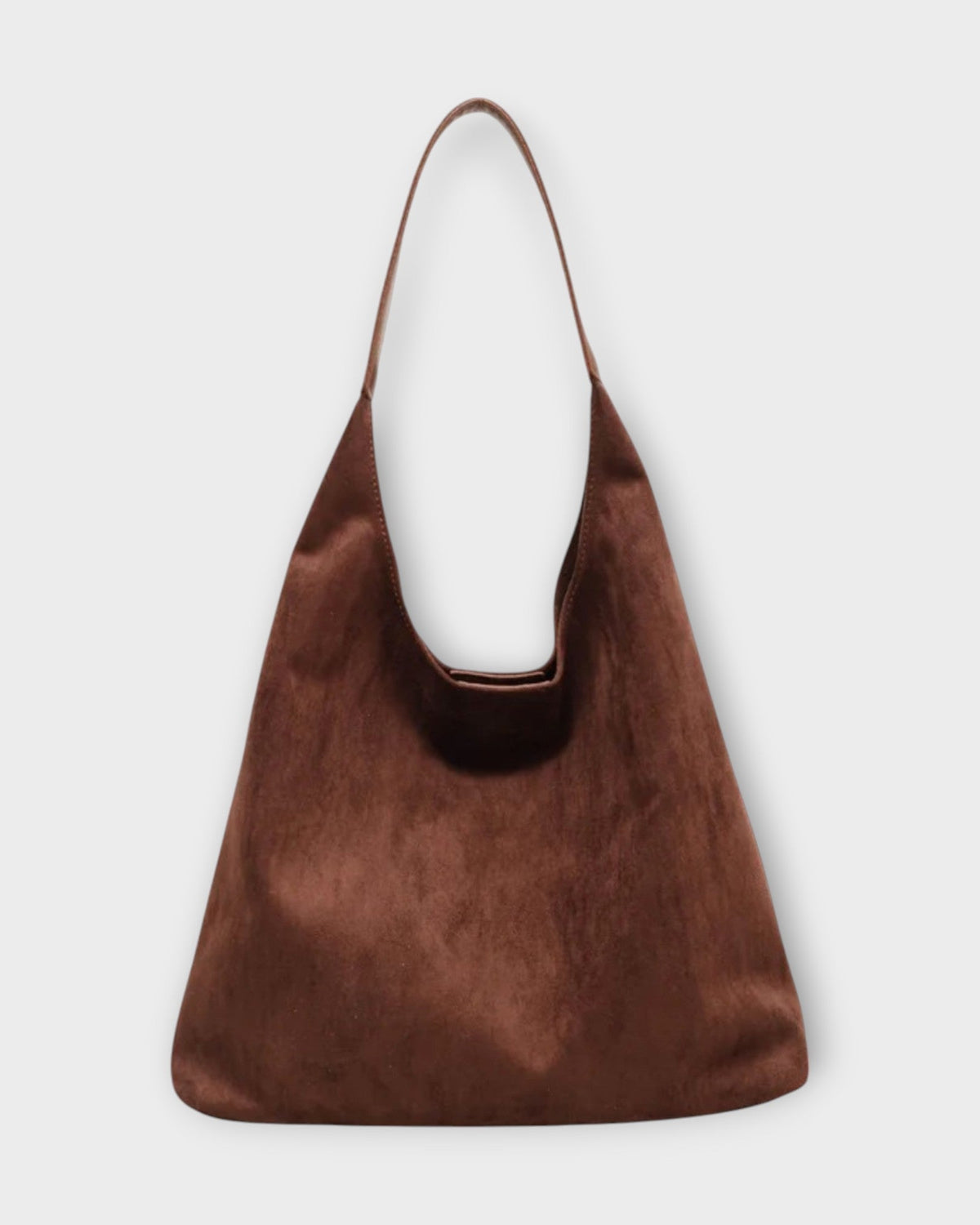 Brown Isabella minimalist slouch handbag with soft structure by Lumina Wear, featuring a relaxed, stylish design.