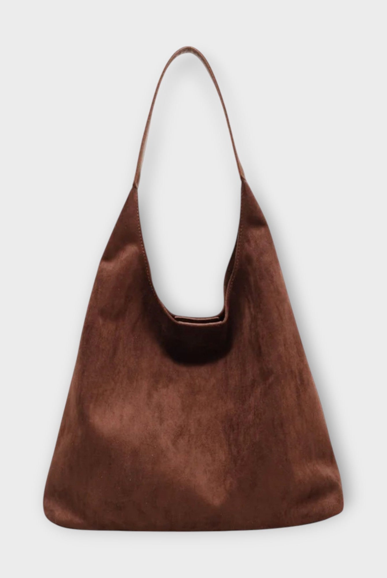 Brown Isabella Lumina Wear minimalist slouch handbag with soft structure, featuring a relaxed, contemporary design.