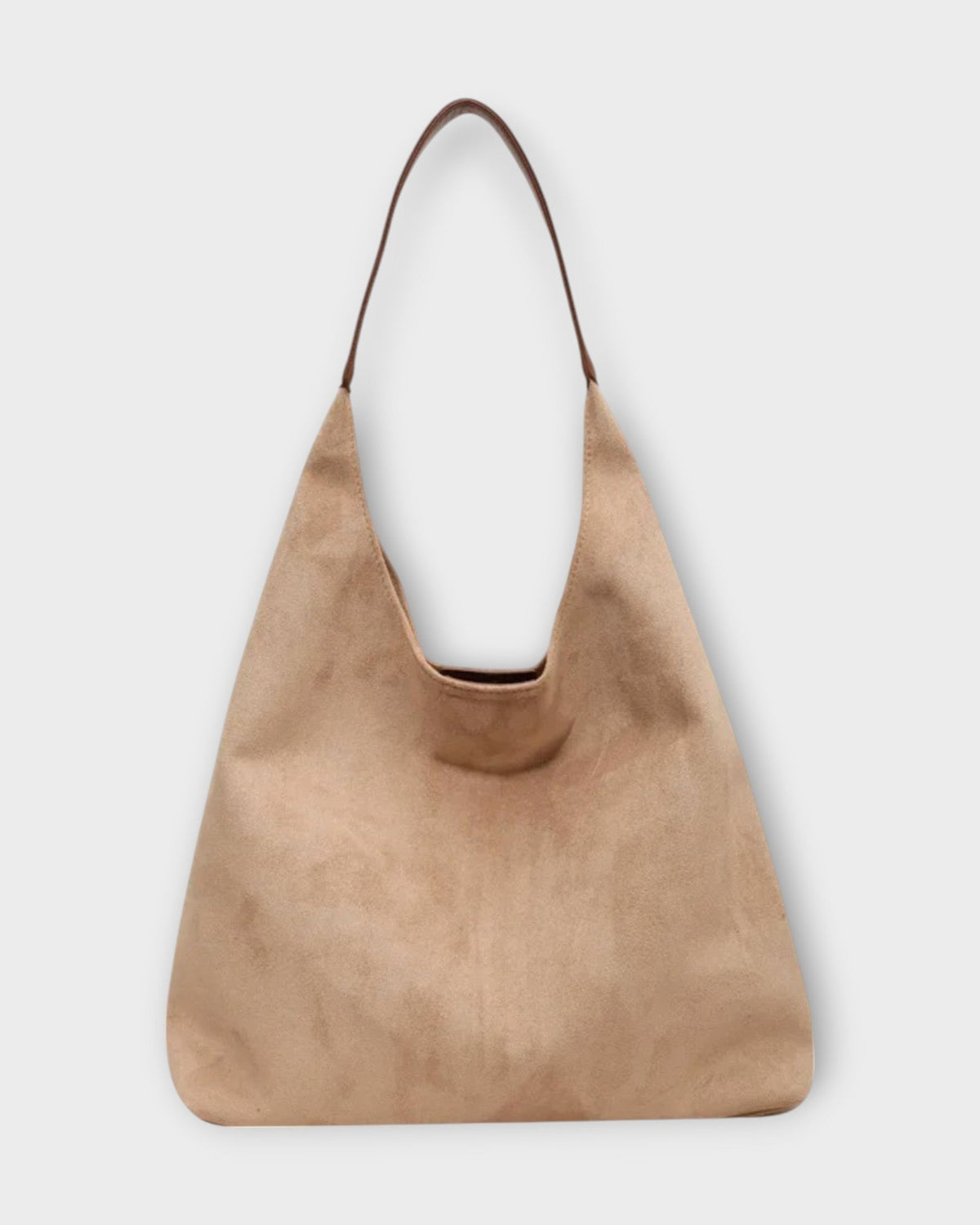 Brown Isabella Lumina Wear minimalist slouch handbag with soft structure, casual design, and spacious interior.