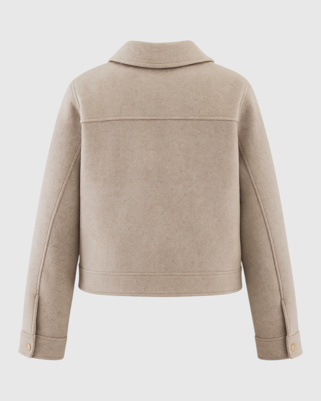 Beige Isabella Lumina Wear modern cropped zip-up jacket with pockets, stylish and casual outerwear for women.