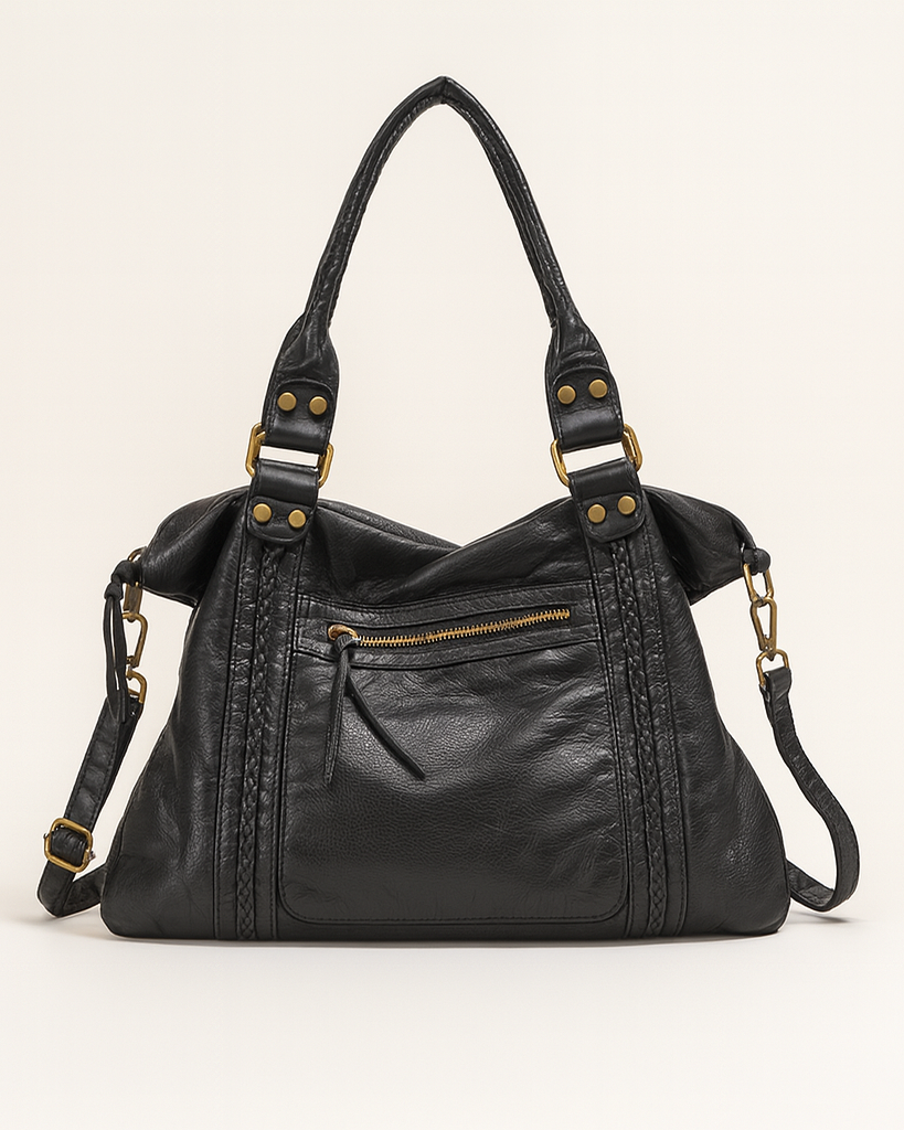 Black Lumina Wear Isabella retro-chic unisex backpack with spacious design and multiple compartments for school and daily use.