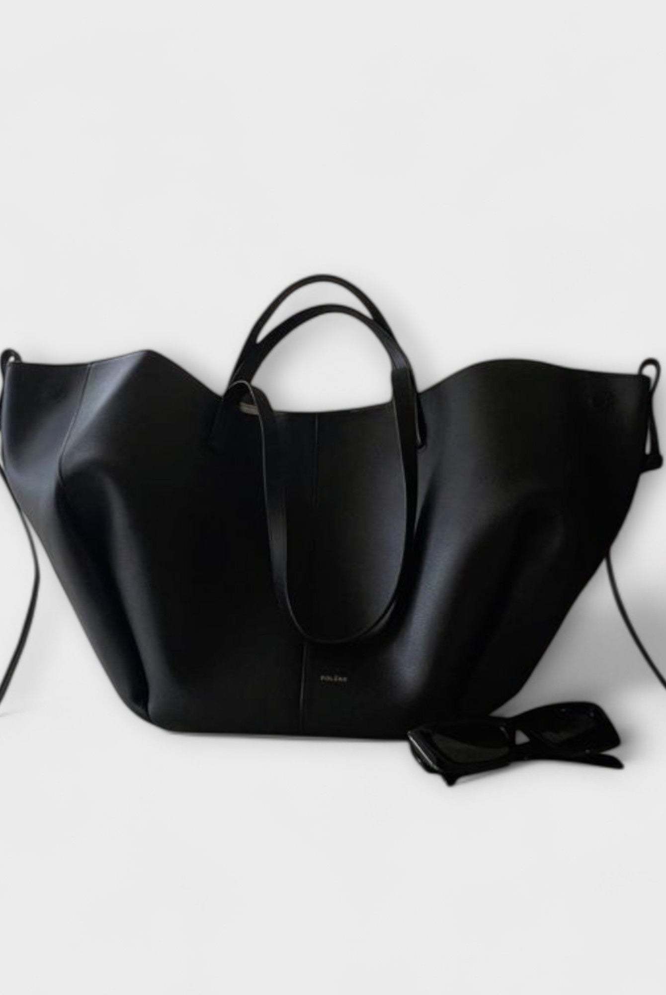 Lumina Wear Isabella sculpted minimalist tote bag in brown with spacious design, measuring 32cm x 13cm x 22cm, stylish and functional.