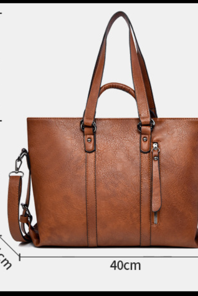 Lumina Wear Isabella soft tote bag in brown with spacious interior, versatile carryall design, 40cm x 11cm x 30cm.