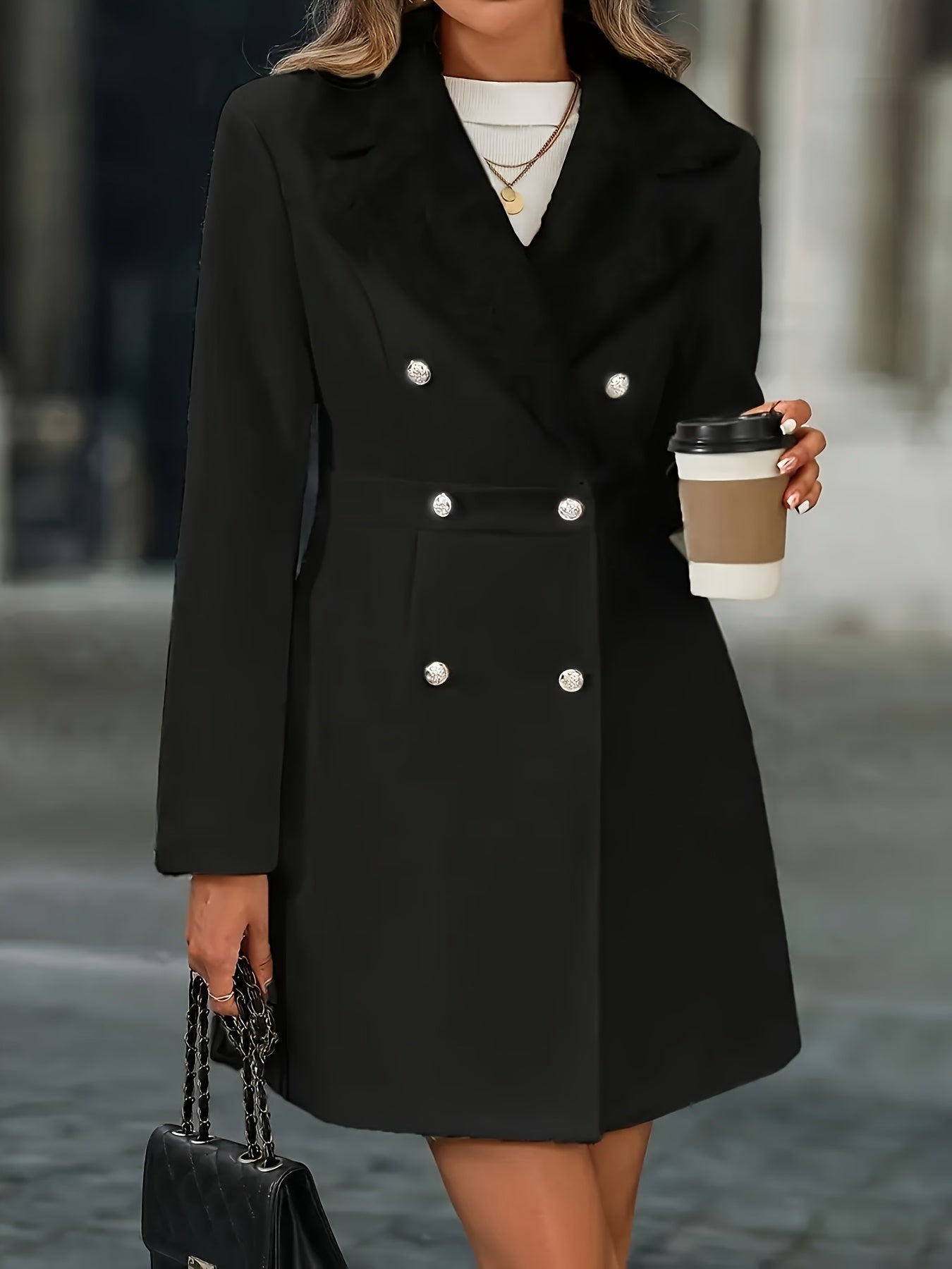 White Isabella tailored A-line coat with classic lapels from Lumina Wear, women's outerwear, size XXS, stylish and elegant.