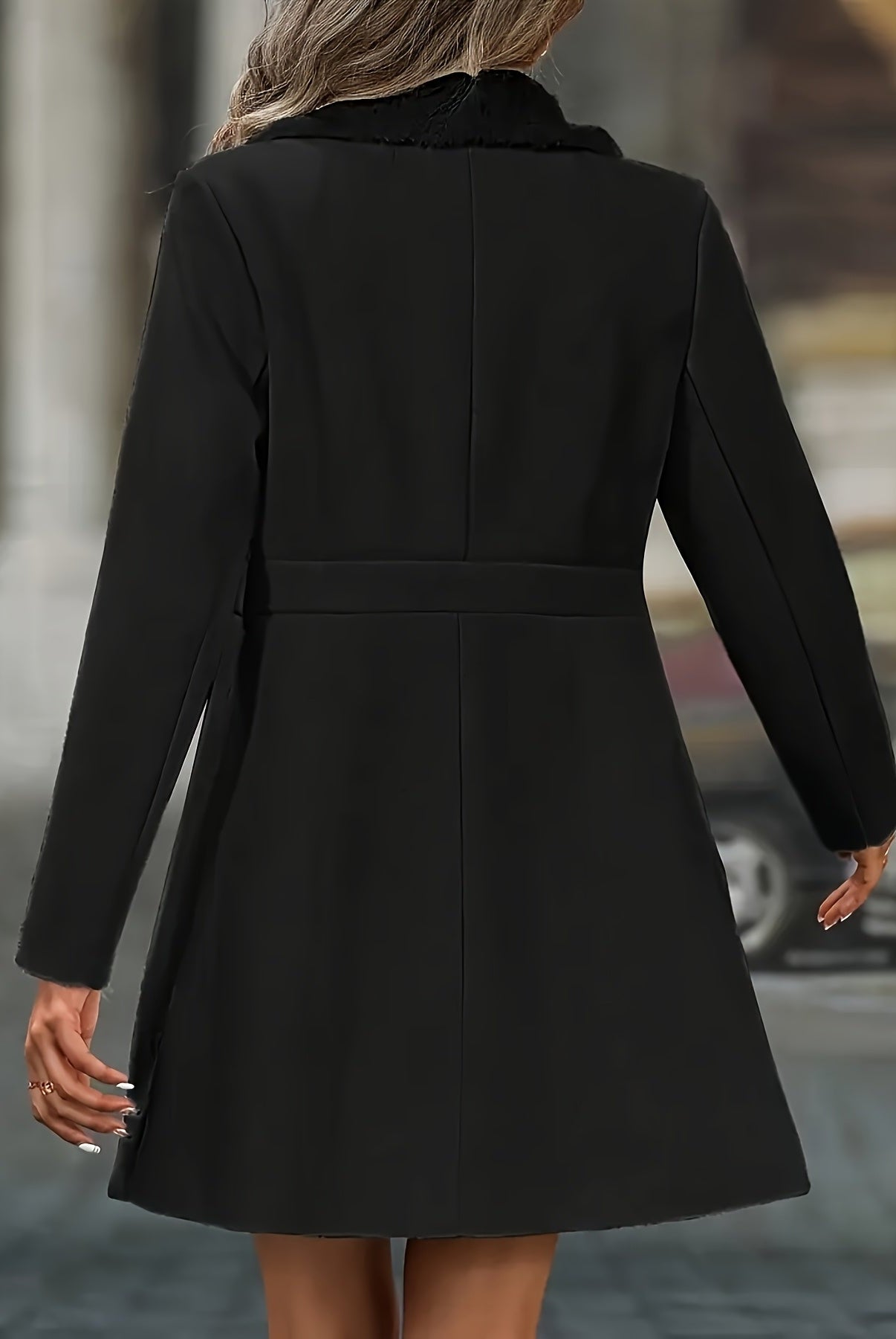 White Isabella tailored A-line coat with classic lapels by Lumina Wear, stylish women's coat perfect for fall and winter.