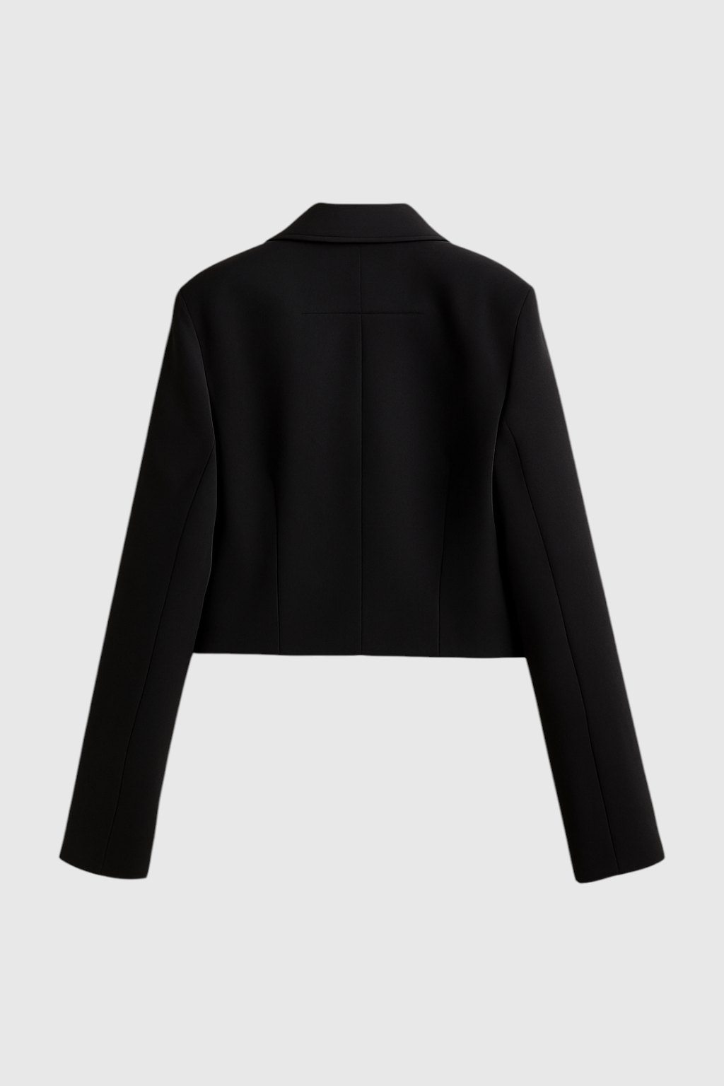 Black Isabella trendy cropped jacket with tailored fit for women, by Lumina Wear, shown on a model.