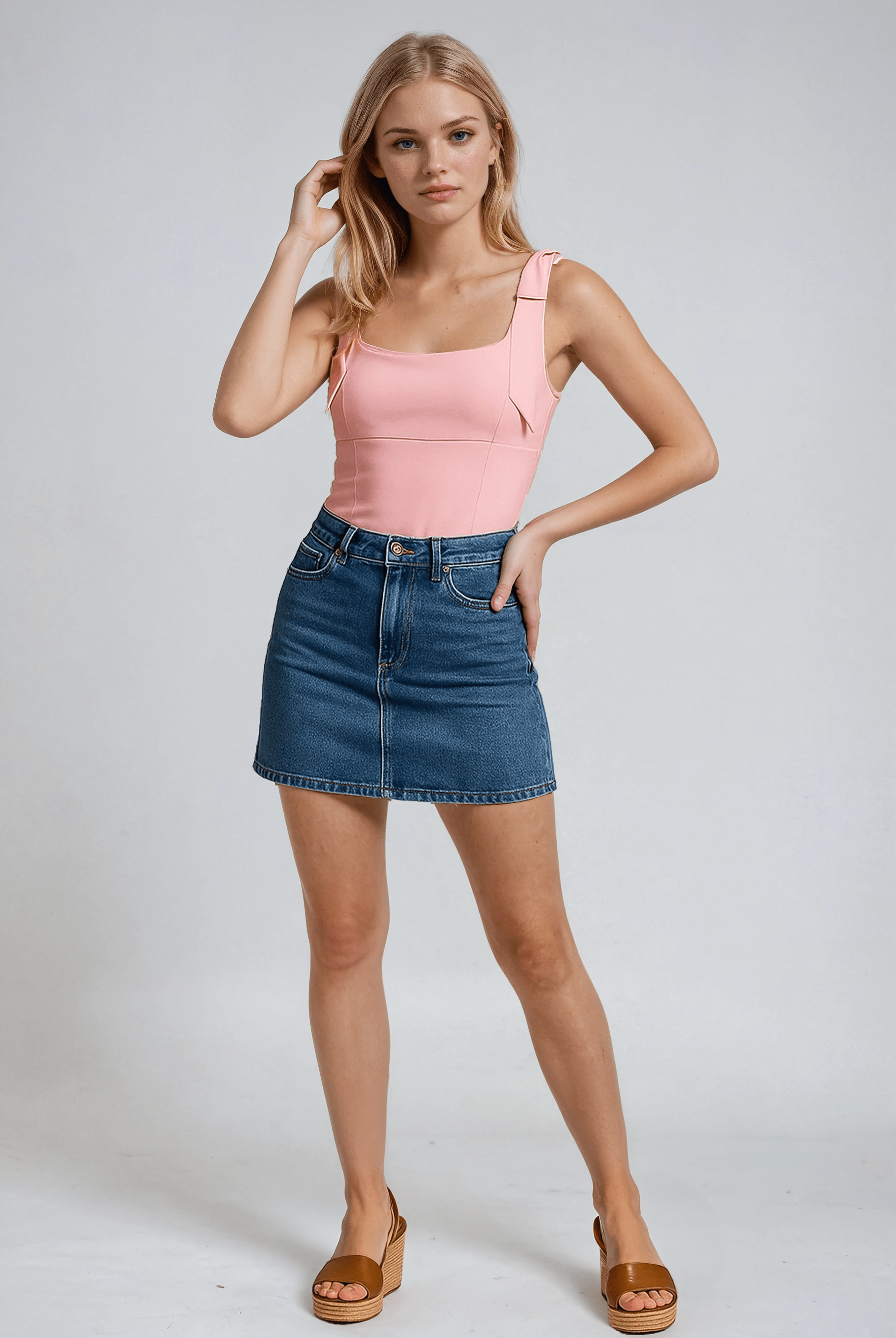 Bright pink Lumina Wear Isabella cami top with playful bow detail, featuring a vibrant color and stylish sleeveless design.