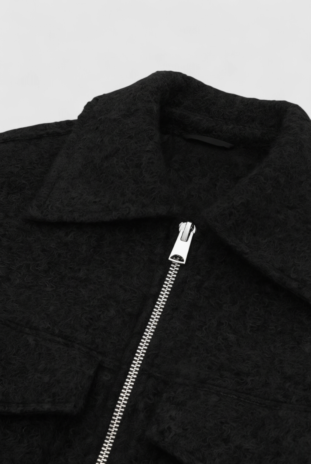 Lumina Wear Isabella vintage black zip jacket with lapel collar, stylish lightweight jacket for casual wear.