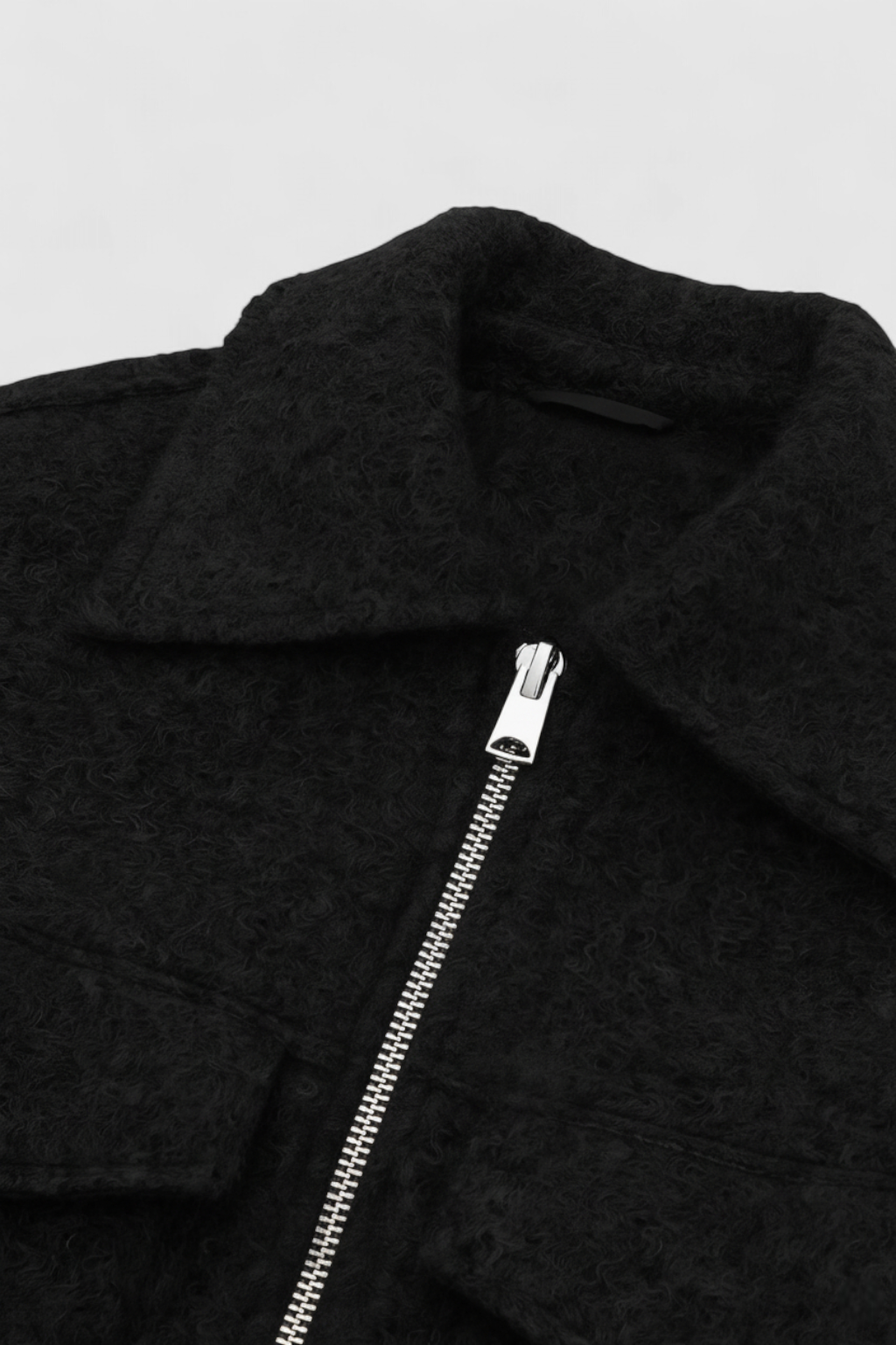 Lumina Wear Isabella vintage black zip jacket with lapel collar, stylish lightweight jacket for casual wear.