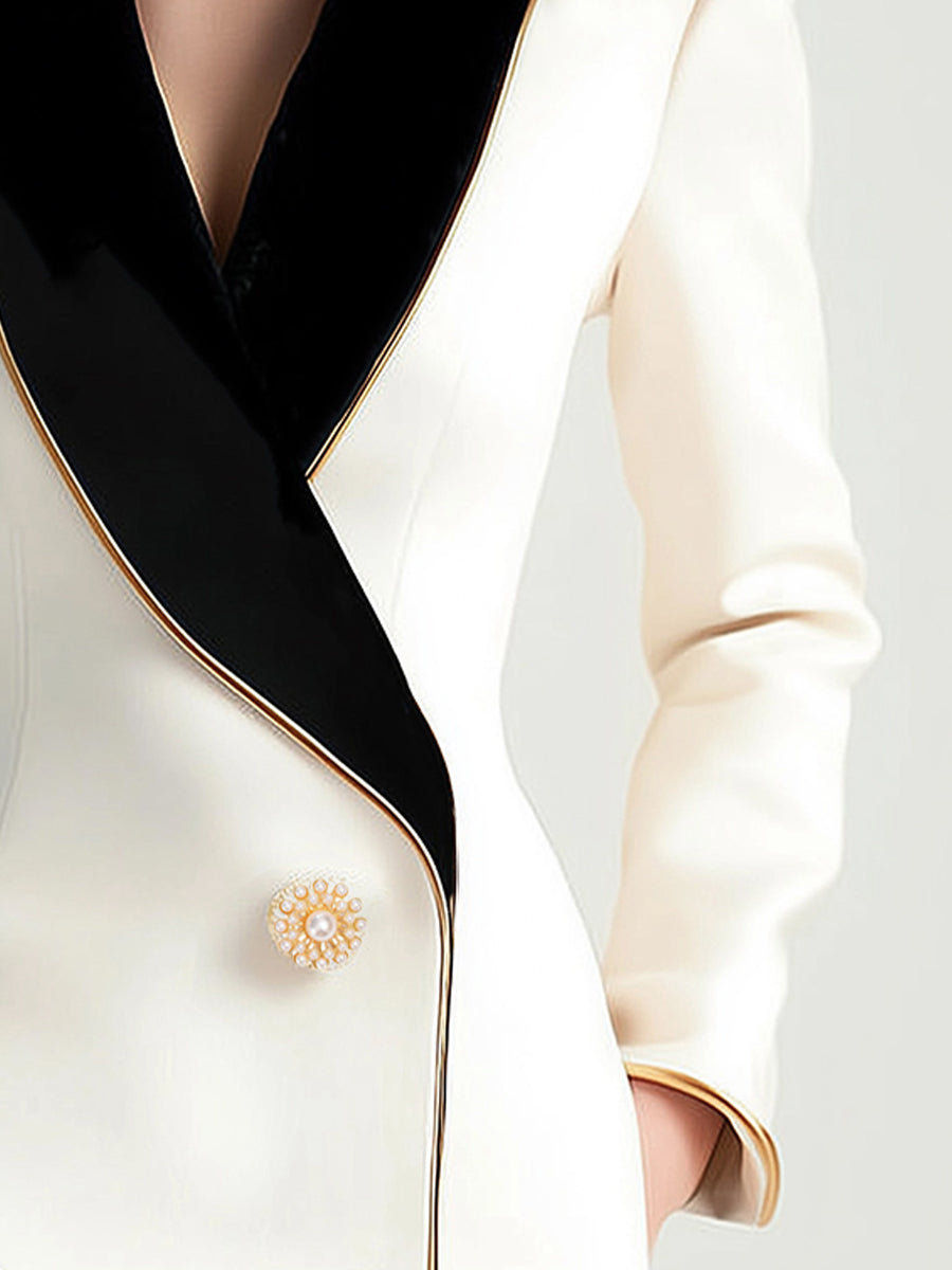 Isabelle white asymmetrical blazer by Lumina Wear, featuring a stylish modern design and tailored fit, shown on a model.