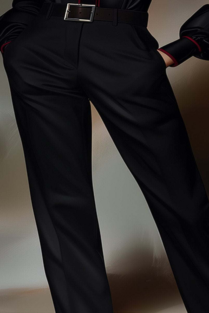Black twill pants named Isabelle by Lumina Vancouver, shown in size small, featuring a classic fit and tailored design.