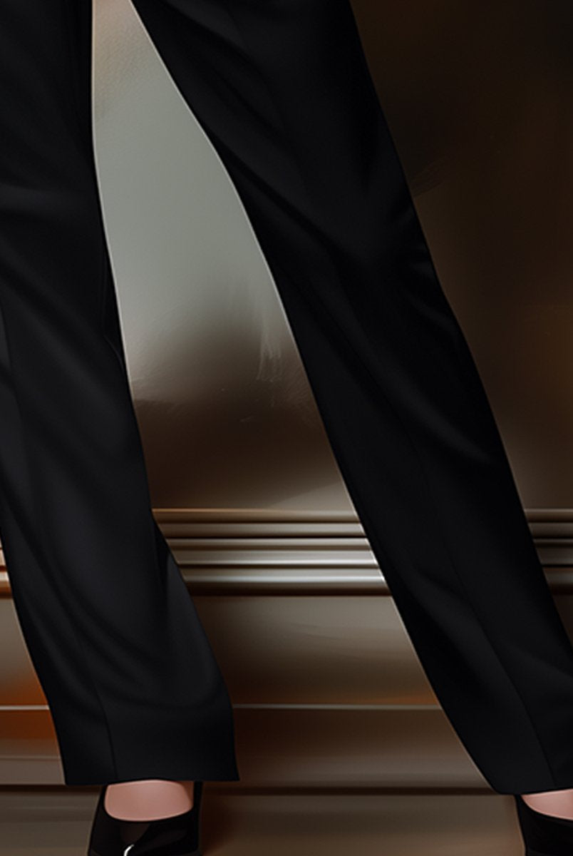Lumina Vancouver Isabelle black twill pants, classic fit, shown in size S, styled with casual and elegant details.