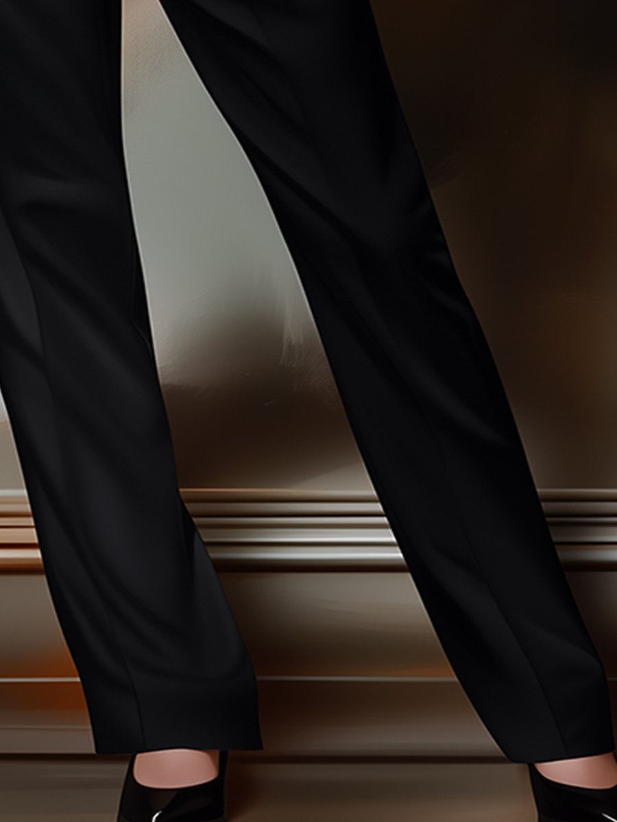 Lumina Vancouver Isabelle black twill pants, classic fit, shown in size S, styled with casual and elegant details.