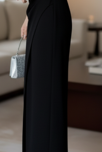 Black Isla halter neck midi dress by Lumina Vancouver, featuring a stylish and elegant design perfect for various occasions.