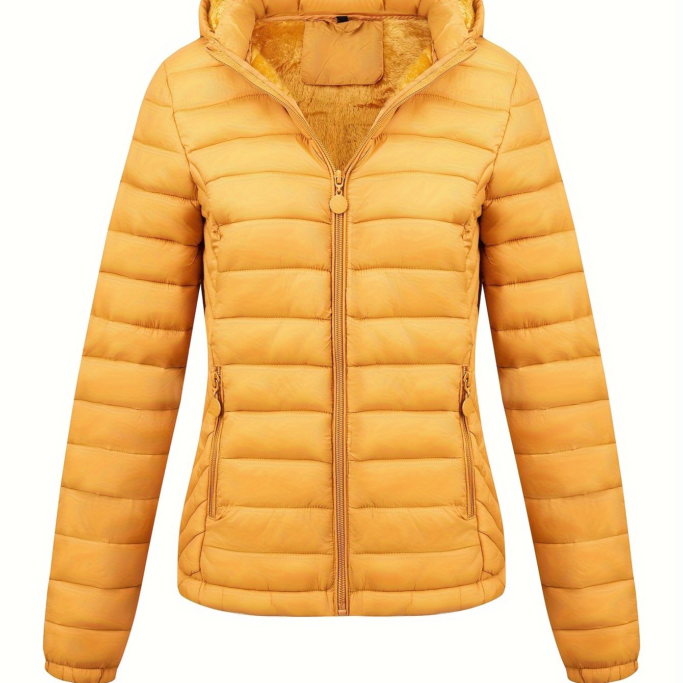 Black Isla lightweight quilted hooded puffer jacket with fleece lining by Lumina Wear, shown on a model.