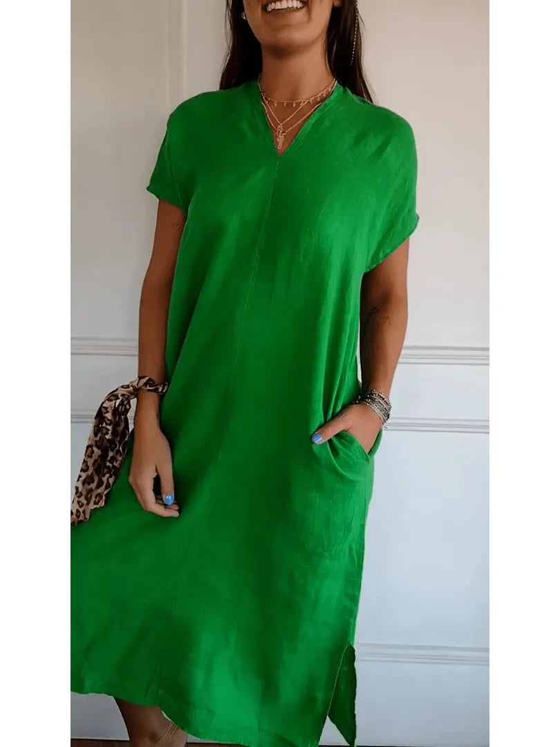Green Ivy™ Tummy Flattering Dress by Lumina Wear, stylish fitted dress with a flattering silhouette, perfect for casual or dressy occasions