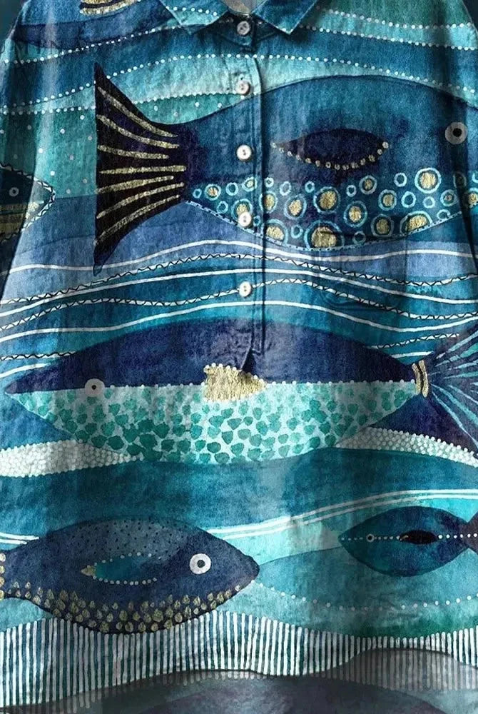 Blue Jace Ocean Art T-Shirt by Lumina Wear featuring ocean-inspired design, casual fit, perfect for beach and everyday wear.