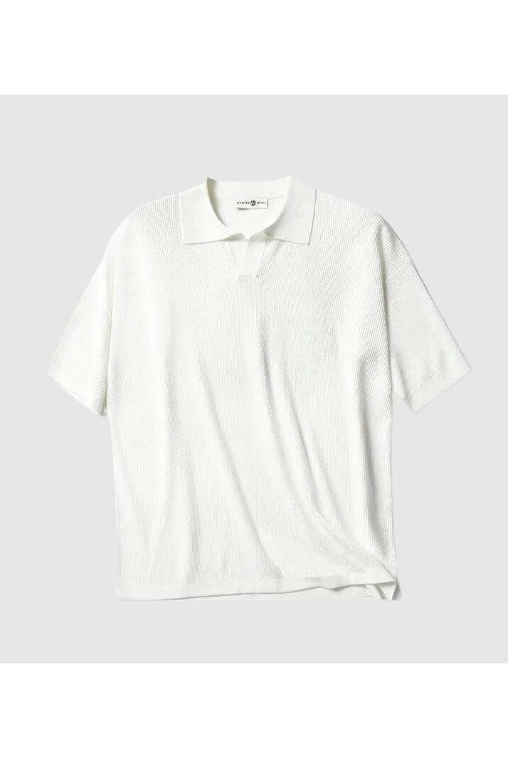 White Jack Washington oversized polo shirt by Lumina Vancouver, featuring a relaxed fit and classic collar design.