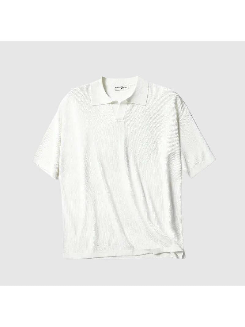 White Jack Washington oversized polo shirt by Lumina Vancouver, featuring a relaxed fit and classic collar design.