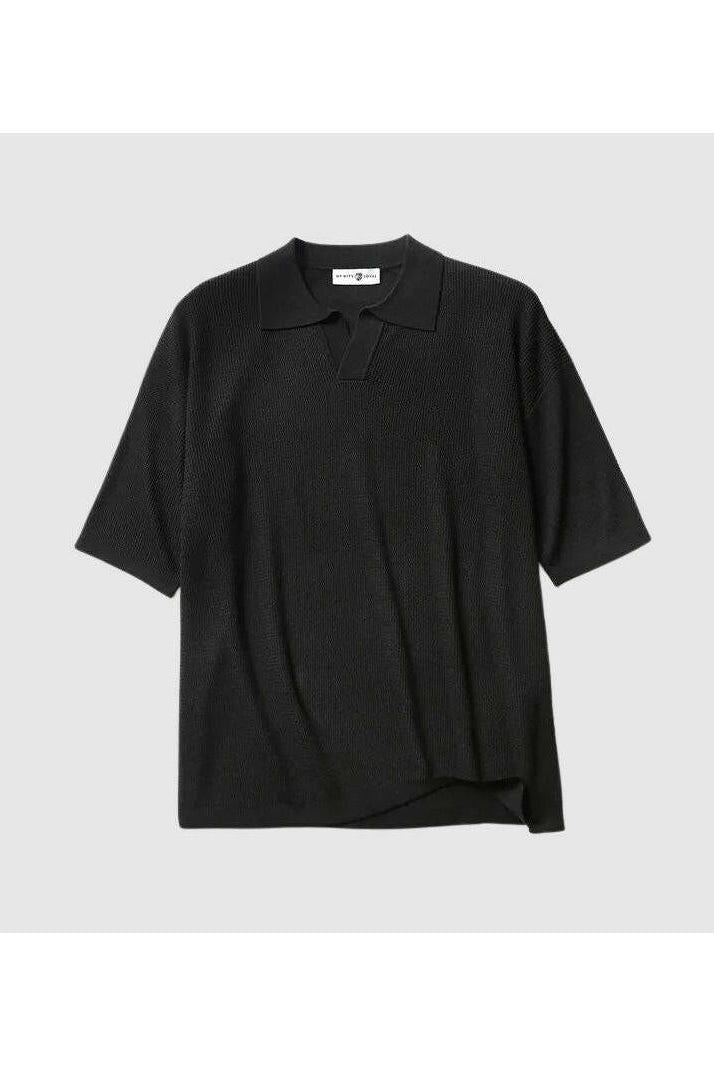 White Jack Washington oversized polo shirt by Lumina Vancouver, displayed flat with collar and short sleeves on a plain background.
