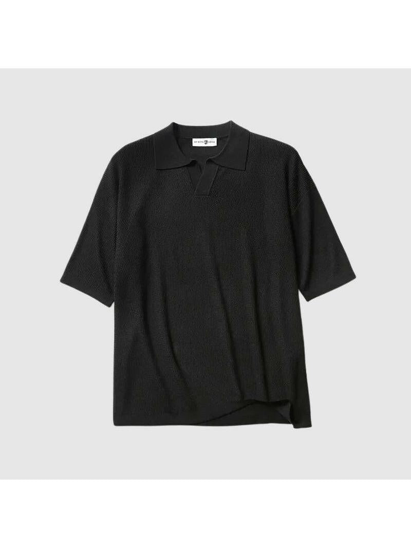 White Jack Washington oversized polo shirt by Lumina Vancouver, displayed flat with collar and short sleeves on a plain background.