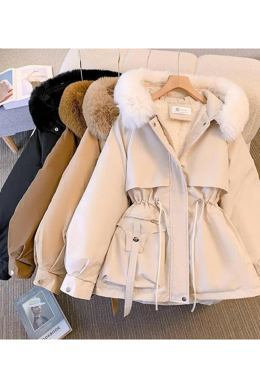 Lumina Vancouver Jarrah comfortable down jacket in creme, stylish winter outerwear with insulated fill for warmth and comfort.