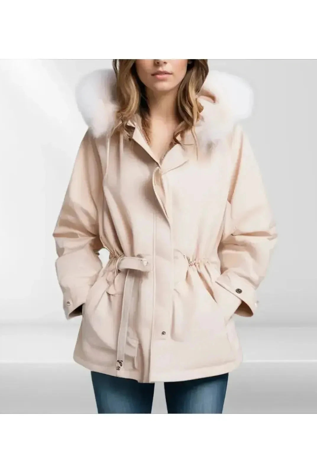 Cream-colored Lumina Vancouver Jarrah down jacket from the CA-COLLECTIE-15 collection, shown with a comfortable, padded design.